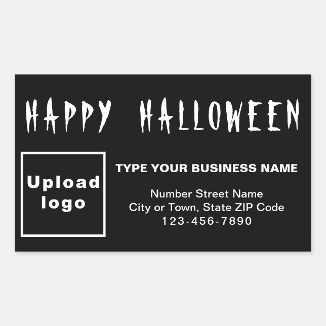 Rectangulaire Sticker Rectangle noir Halloween d'affaires (Devant)