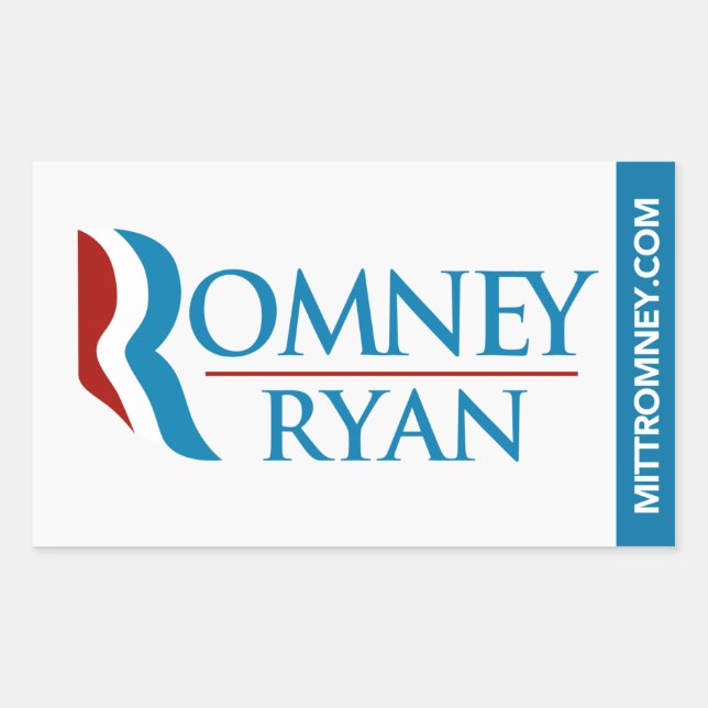 Rectangulaire Sticker Romney Ryan Logo Rectangle blanc (Devant)