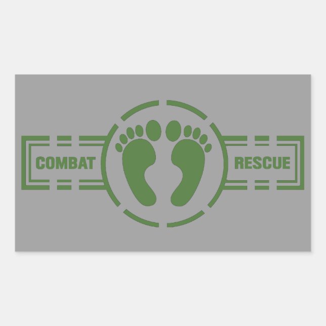 Rectangulaire Sticker Roundel Secourt de combat | Pieds verts (Devant)