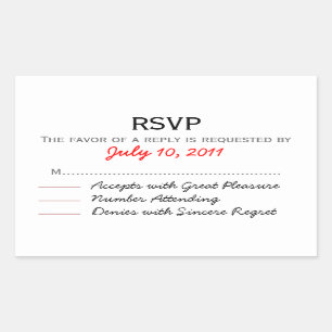 Rectangulaire Sticker RSVP de mariage