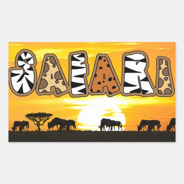 Rectangulaire Sticker Safari Sunset Tanzanie (Devant)