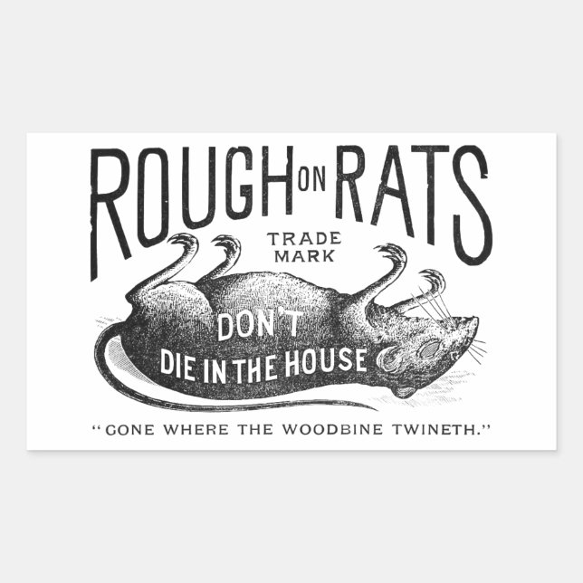 Rectangulaire Sticker Set "Rough on Rats Advertising" (Devant)