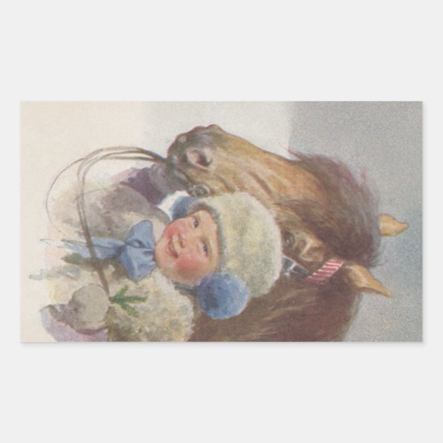 Rectangulaire Sticker Sweet Antique Enfant & Bay Pony Scrapbook (Devant)