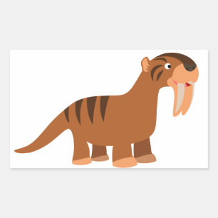 Rectangulaire Sticker Thylacosmilus Carton Doux Souriant