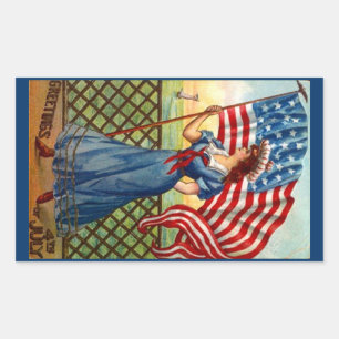 Rectangulaire Sticker Vintage 4 juillet Salutation USA Drapeau V