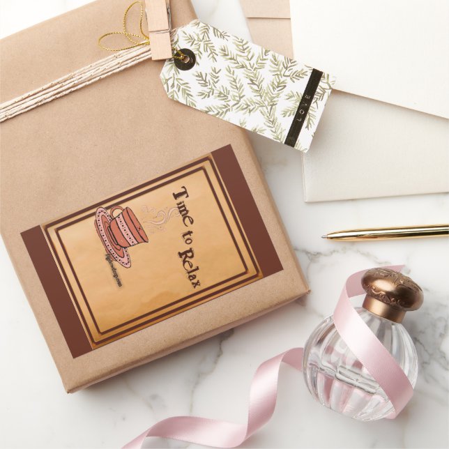 Rectangulaire Time to Relax brown Rectangular Sticker Label (Cadeaux)