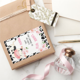 Rectangulaire Vache florale avec vache Imprimer Sticker Annivers
