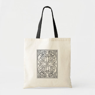 Rectangular celtic pattern black and white tragetasche