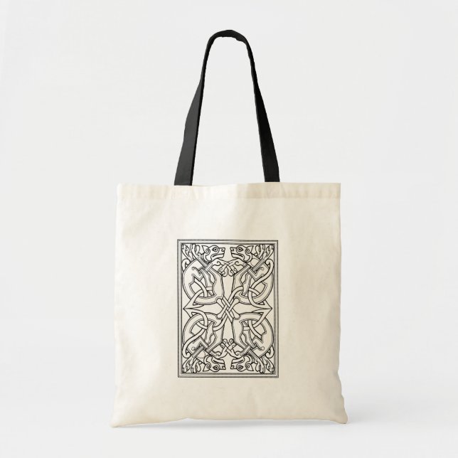 Rectangular celtic pattern black and white tragetasche (Vorne)