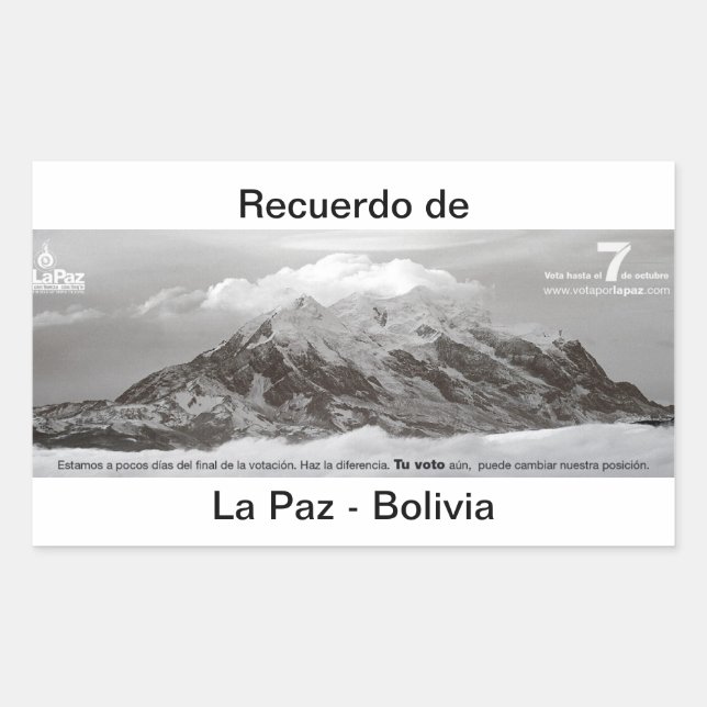 recuerdo de Las Paz Rechteckiger Aufkleber (Vorderseite)