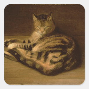 Recumbent Katze, 1898 Quadratischer Aufkleber