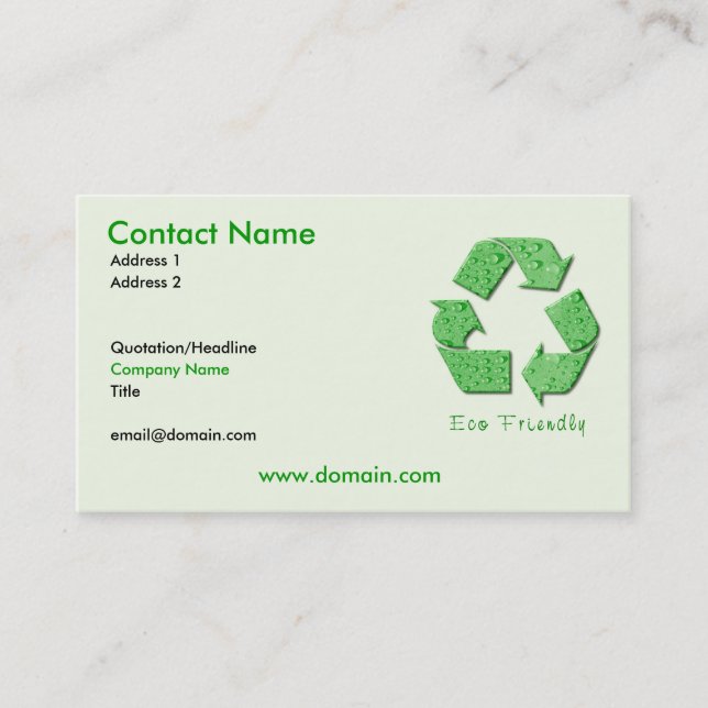 Recyceln der ökologischen Geschäfts-Karte Visitenkarte (Vorderseite)