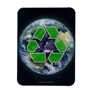 Recyceln des Symbols und der Planetenerde Magnet