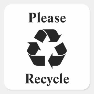 Recyceln Sie bitte mit dem Recyceln des Symbols Quadratischer Aufkleber