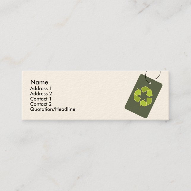 "Recyceln Sie" dünne Visitenkarte (Vorderseite)