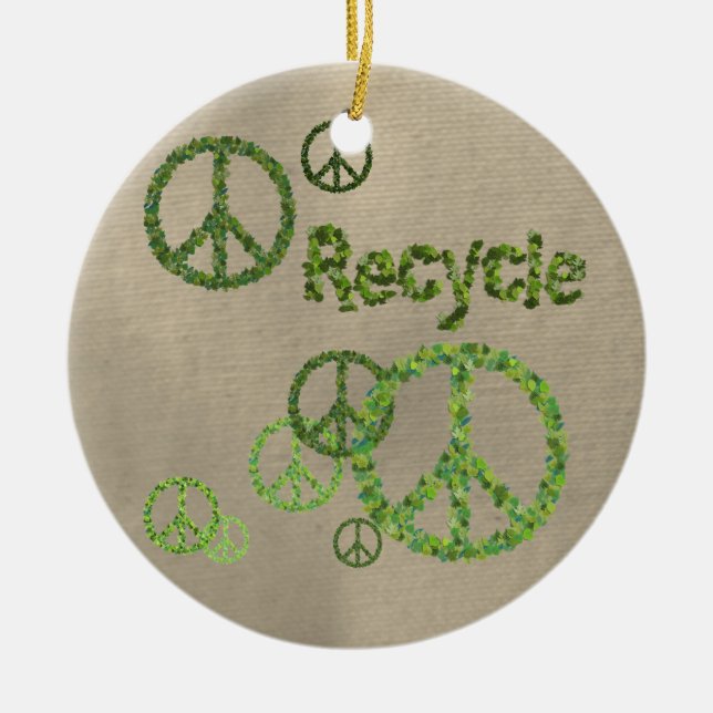 Recyceln Sie Friedenszeichen-Verzierung Keramik Ornament (Vorne)