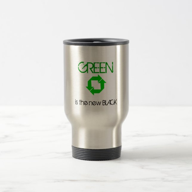 Recyceln Sie, GRÜN ist das neue SCHWARZE Reisebecher (Mittel)