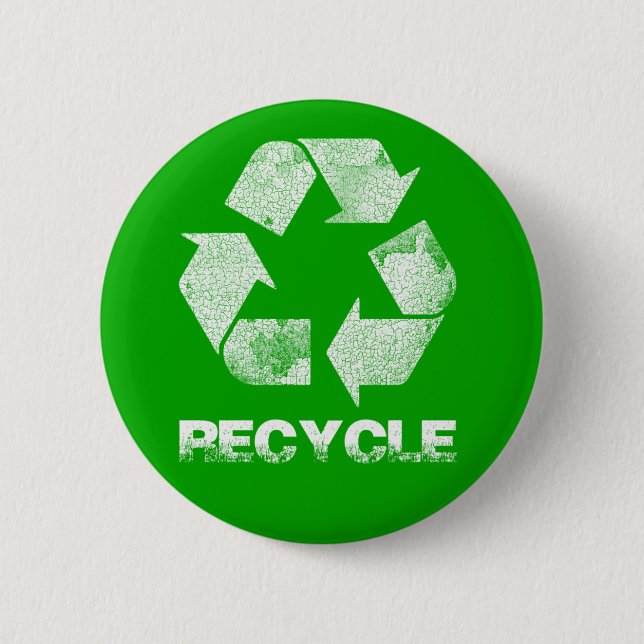 Recyceln Sie grünen Vintagen Knopf Button (Vorderseite)