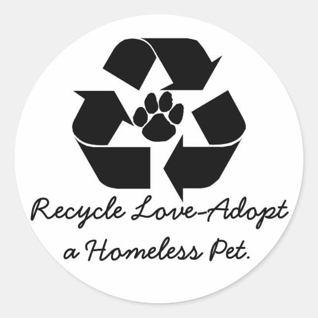 Recyceln Sie Liebe-Adoptieren Aufkleber eines (Vorderseite)