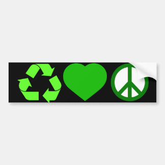 Recyceln Sie Liebe und Frieden Autoaufkleber
