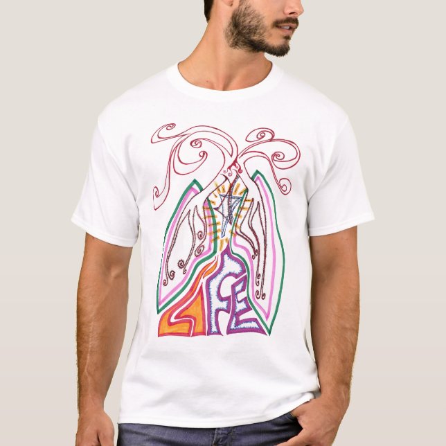 Recyceln Sie/Verbindungs-Leben-Kreuzung T-Shirt (Vorderseite)
