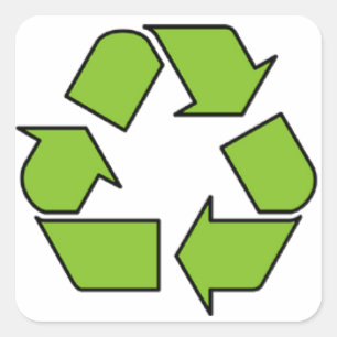 RECYCELN Sie ZEICHEN - grüner Gurt recyceln Symbo Quadratischer Aufkleber