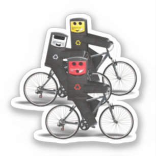 Recycelnd Bins mit dem Fahrrad Aufkleber