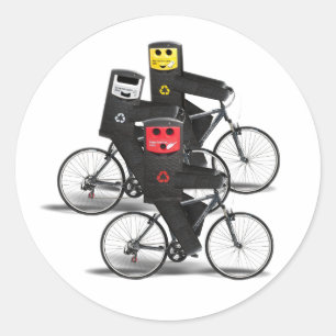 Recycelnd Bins mit dem Fahrrad Runder Aufkleber