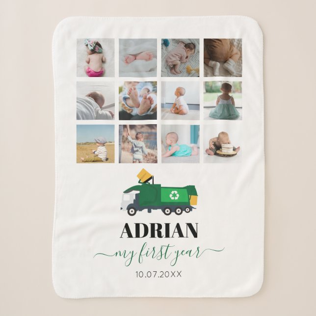 Recycelnd Garbage Truck Baby Boy 1. Jahr Fotos Sherpadecke (Vorderseite)