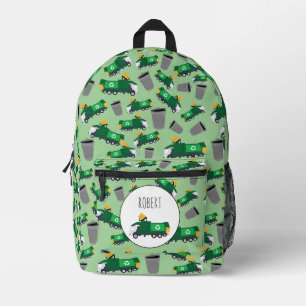Recycelnd Garbage Truck Muster Boys Name Bedruckter Rucksack