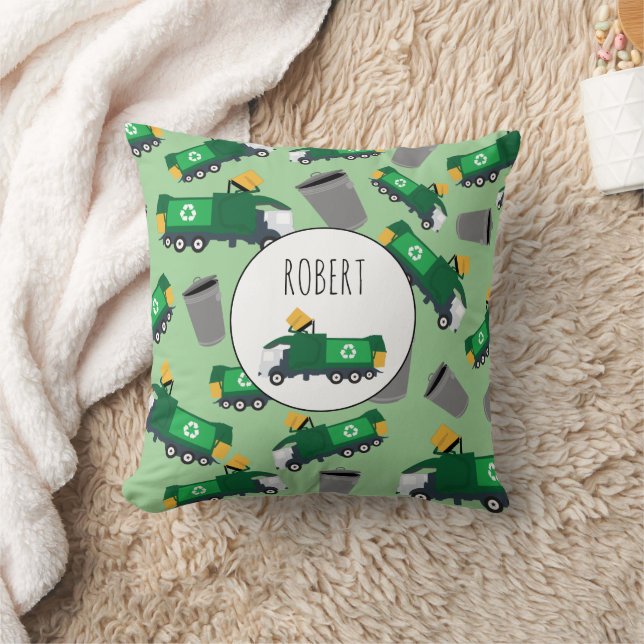 Recycelnd Garbage Truck Muster Boys Name Kissen (Decke)