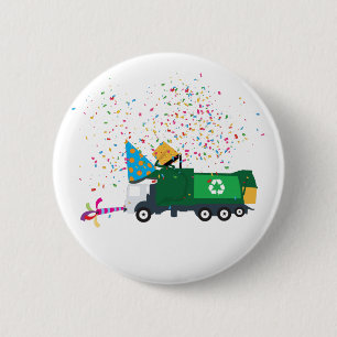 Recycelnd Garbage Truck Party Button