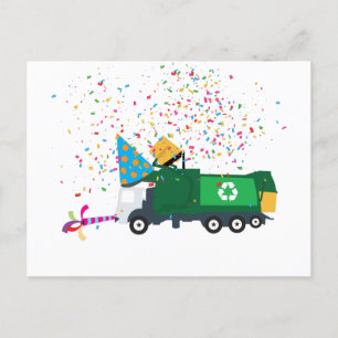 Recycelnd Garbage Truck Party Feiertagspostkarte