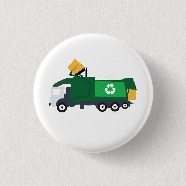 Recycelnd Müllwagen Button (Vorderseite)