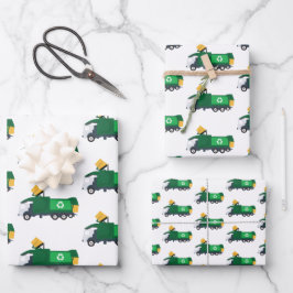 Recycelnd Müllwagen Geschenkpapier Set