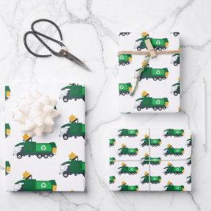 Recycelnd Müllwagen Geschenkpapier Set