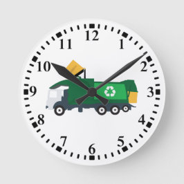 Recycelnd Müllwagen Runde Wanduhr