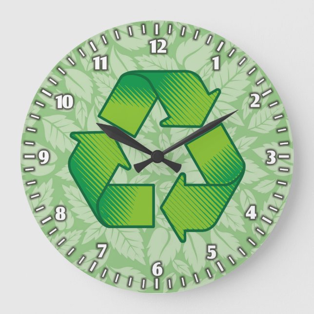 Recycelnd Symbol Große Wanduhr (Vorderseite)