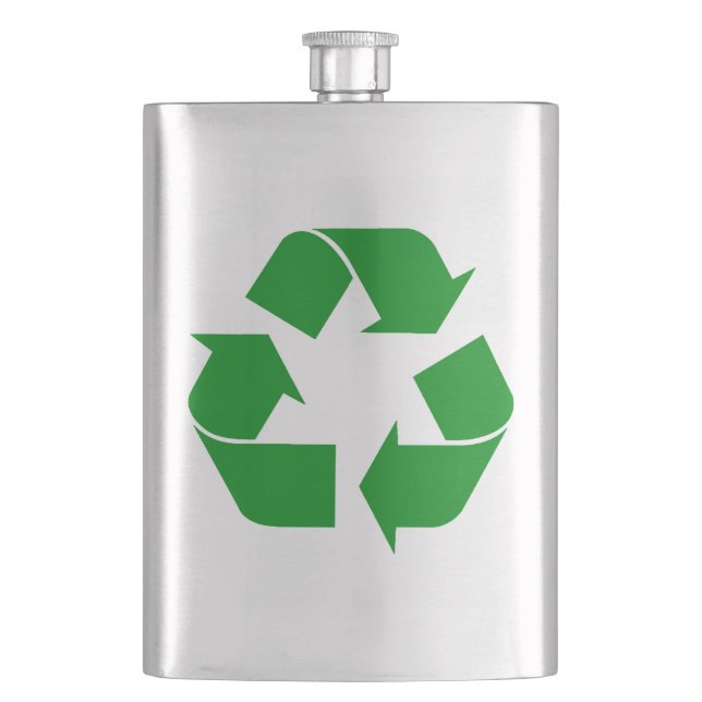 Recycelnd Symbol - grün Flachmann (Vorderseite)