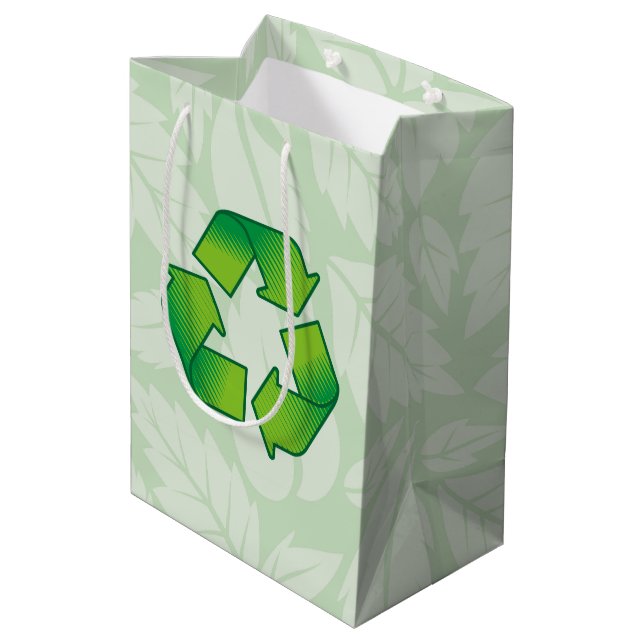 Recycelnd Symbol Mittlere Geschenktüte (Rückseite Schrägansicht)