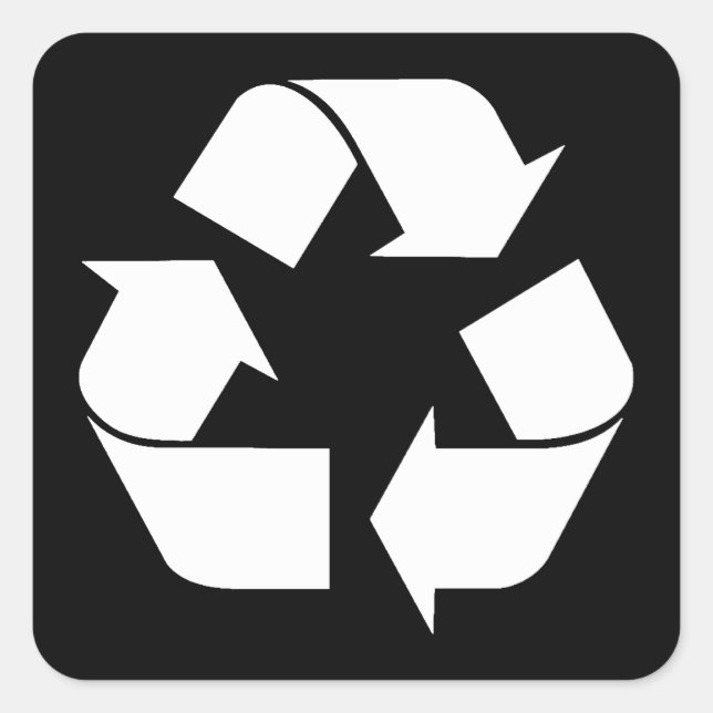 Recycelnd Symbol - Weiß (für schwarze Hintergründe Quadratischer Aufkleber (Vorderseite)