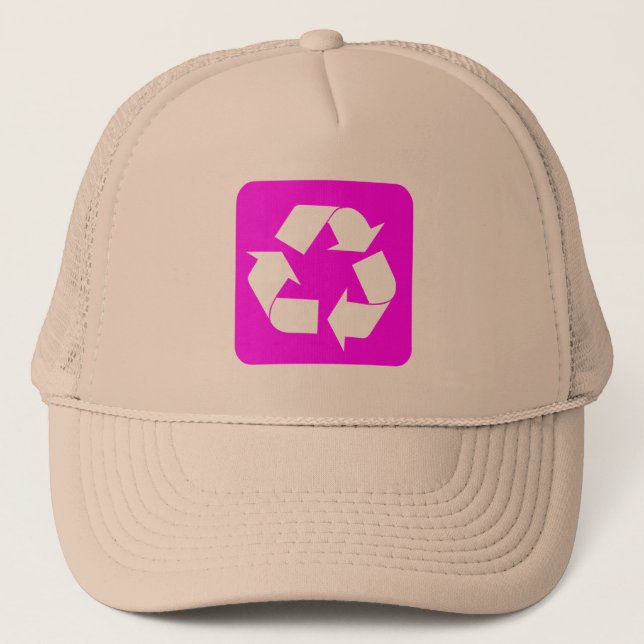 Recycelnd Zeichen - Magenta Truckerkappe (Vorderseite)
