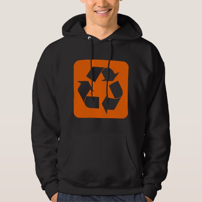 Recycelnd Zeichen - Orange Hoodie (Vorderseite)