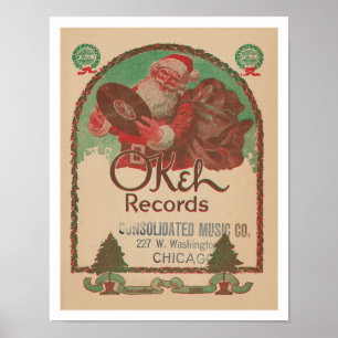 RECYCELTE KUNST: 1920er OKEH PLATTENHEFT WEIHNACHT Poster