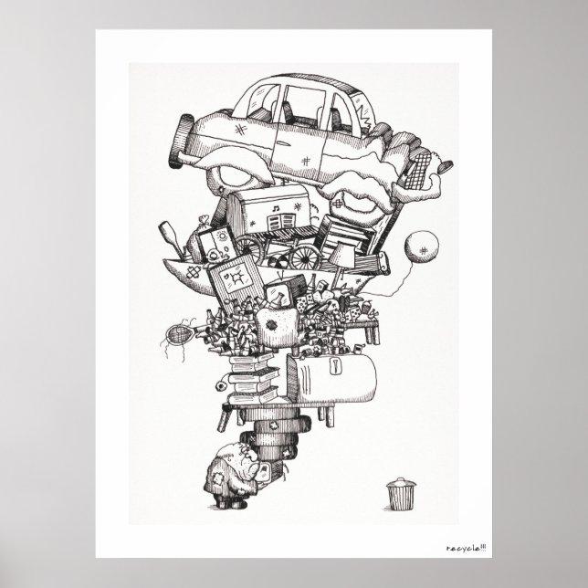 Recycle (1970) Vintag illustriert Poster (Vorne)