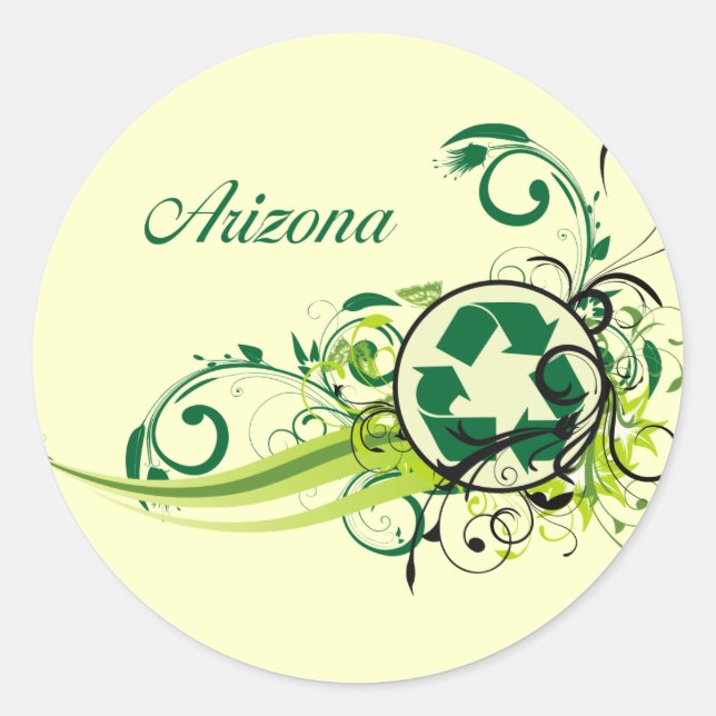 Recycle Arizona Runder Aufkleber (Vorderseite)