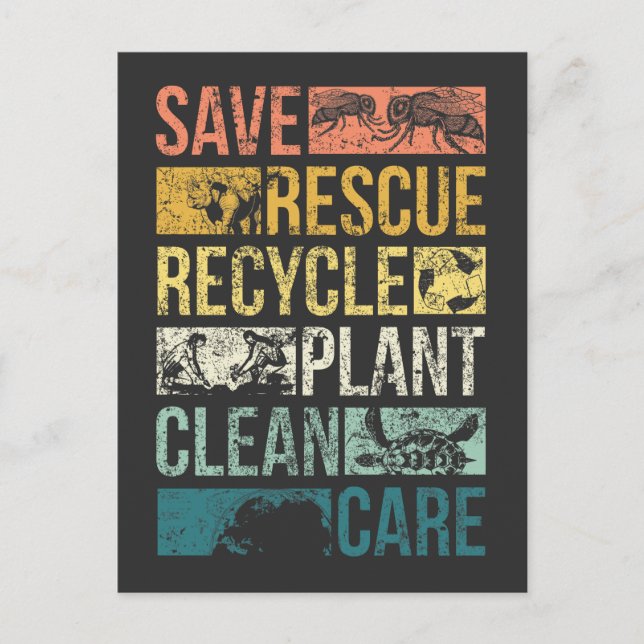 Recycle des durch Tiere Gerettet Erdschildkrötenkl Postkarte (Vorderseite)