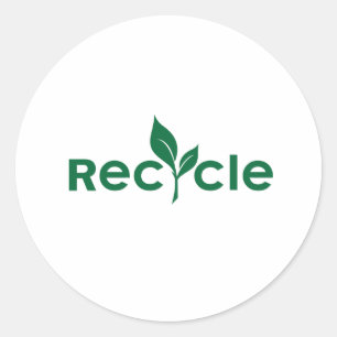 Recycle - gehen Sie zu einem kleinen grünen Aufkle Runder Aufkleber
