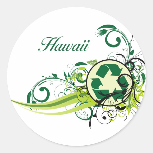 Recycle Hawaii Runder Aufkleber (Vorderseite)