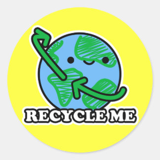 "Recycle mir" Erdkleber (gelb) Runder Aufkleber